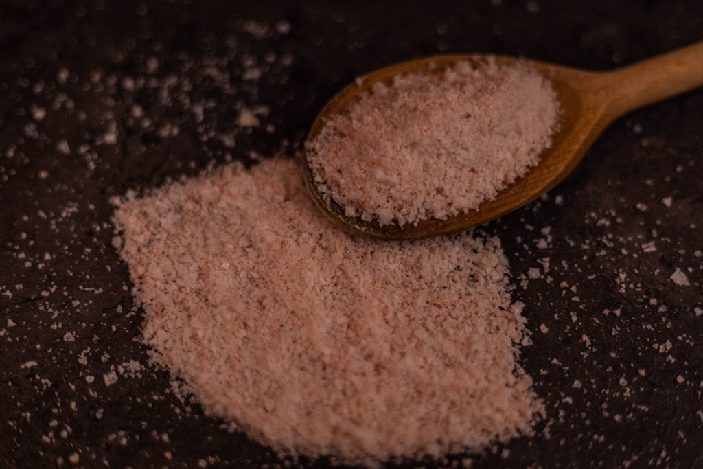 Pink rock salt flakes